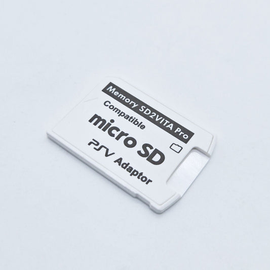 The SD2Vita 5.0 MicroSD Adapter for PS Vita, shown in white, is ideal for expanding storage on a modded PS Vita.