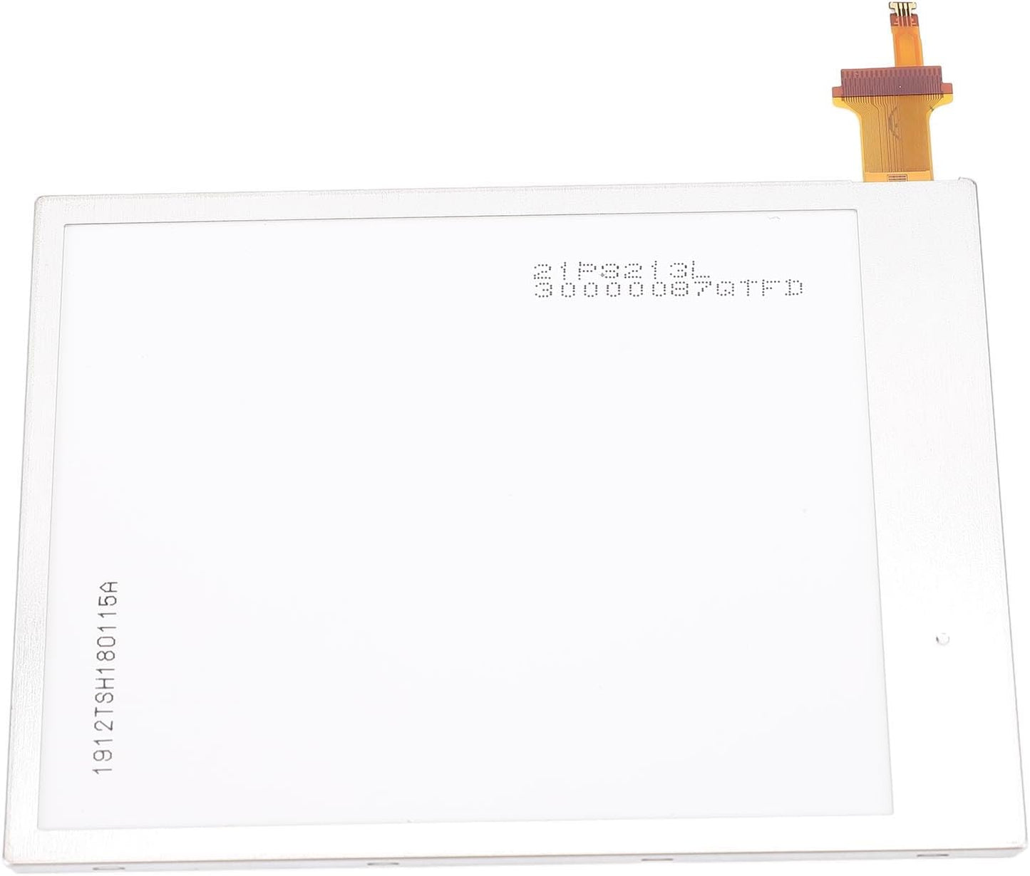 The NEW Nintendo 3DS XL Lower Screen Replacement is an electronic paper display module with a flexible top-right connector. Its blank screen displays small printed text and numbers along the upper right and left edges.