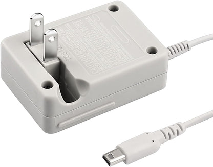 The Nintendo DSi / 2DS / 3DS Replacement Charger with a two-prong plug and mini USB connector, shown on a white background, is ideal as a spare for powering your compatible handheld models wherever you go.