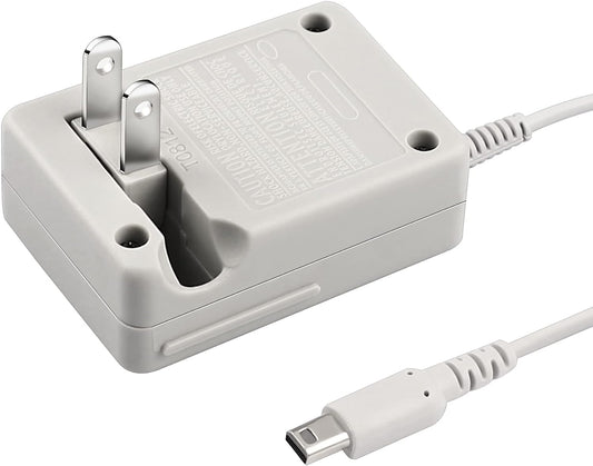 The Nintendo DSi / 2DS / 3DS Replacement Charger with a two-prong plug and mini USB connector, shown on a white background, is ideal as a spare for powering your compatible handheld models wherever you go.