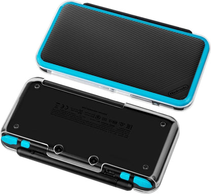 Black gaming console with blue accents on a white background