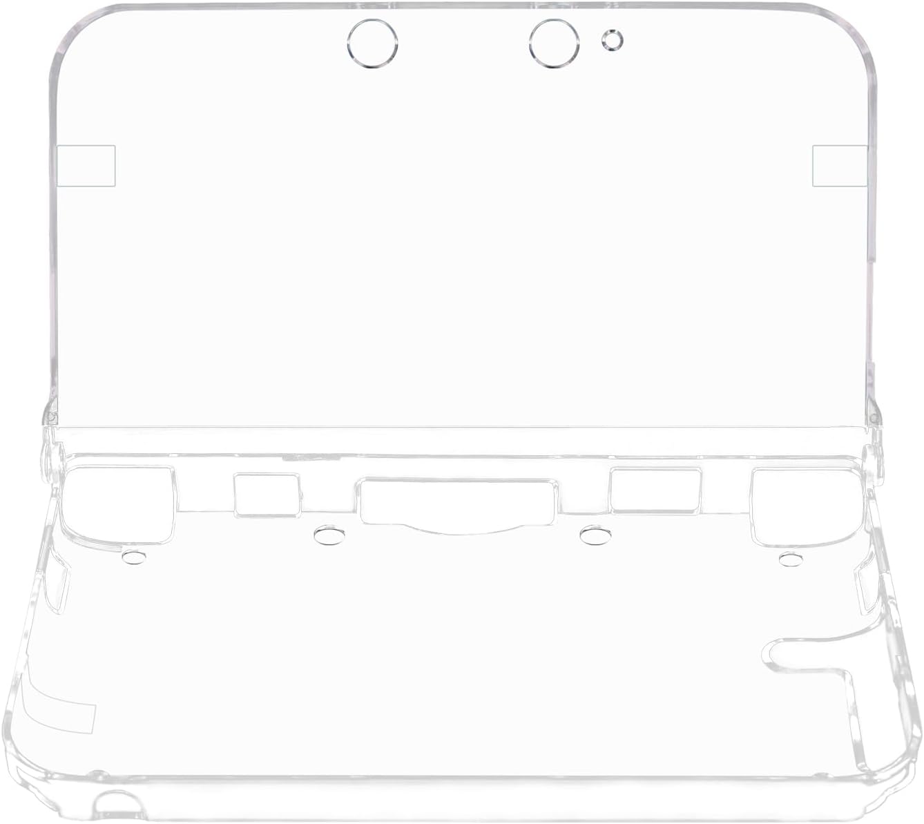Clear plastic case with cutouts for a product on a white background