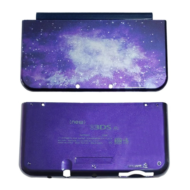 Purple gaming console with starry sky design on a white background