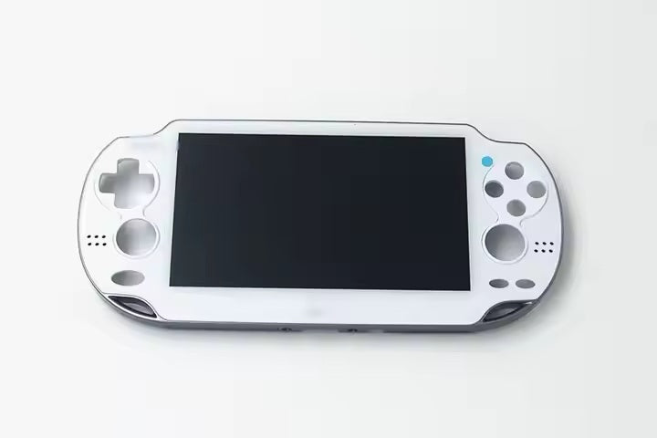The PS Vita 1000 / 1001 OLED Screen & Touch Digitizer Replacement features a large black OLED display in a white casing, with a directional pad left and control buttons right, shown against a white background.