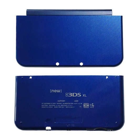 Blue shell for New 3DS XL with branding on a white background