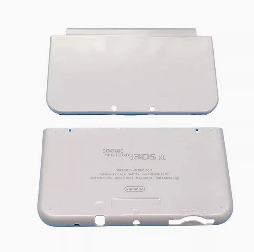 Two white Nintendo 3DS XL cases on a white background