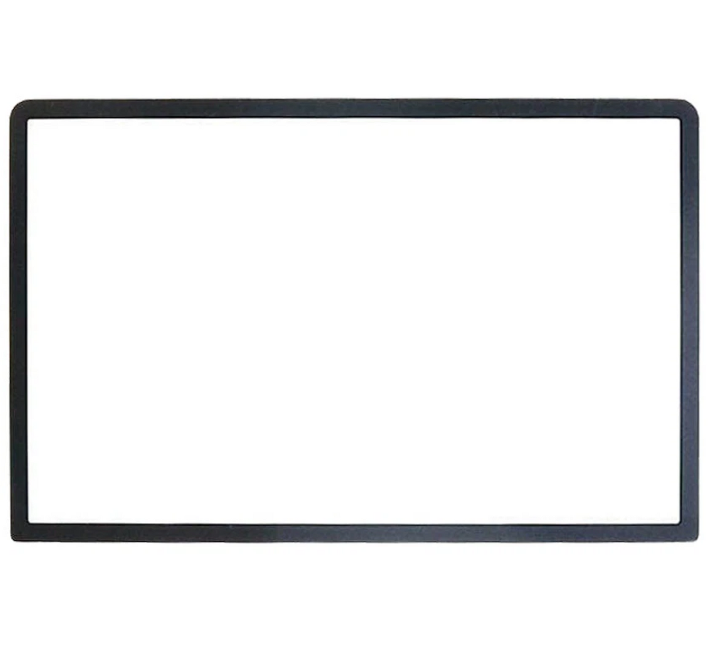 A slim, rectangular black frame with rounded corners on white—ideal as an upper screen glass lens for a New Nintendo 3DS XL/LL. Product: New Nintendo 3DS XL / LL Upper Screen Glass Lens Replacement | Various Colors.