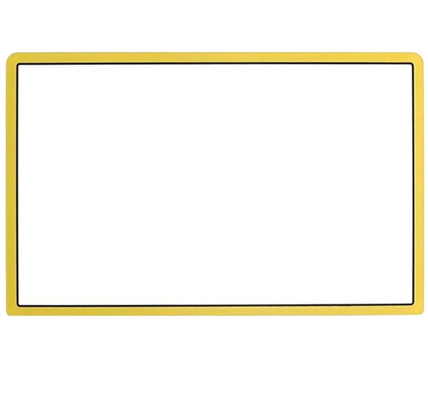Rectangular white sign with a yellow border on a white background
