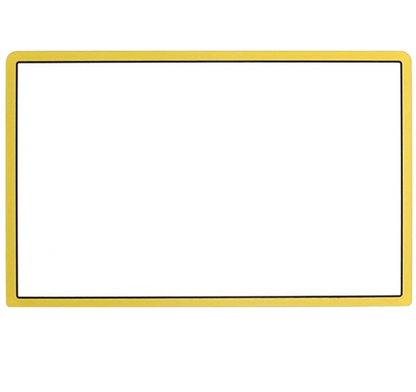 Rectangular white sign with a yellow border on a white background