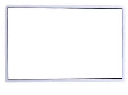 A blank, rectangular whiteboard with a thin, dark border—resembling the clear surface of a New Nintendo 3DS XL / LL Upper Screen Glass Lens Replacement available in various colors.