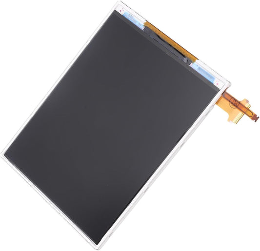 The NEW Nintendo 3DS XL Lower Screen Replacement is a rectangular black LCD with a right-side gold flex connector, perfect for repairing your 3DS XL. Shown isolated on a white background.