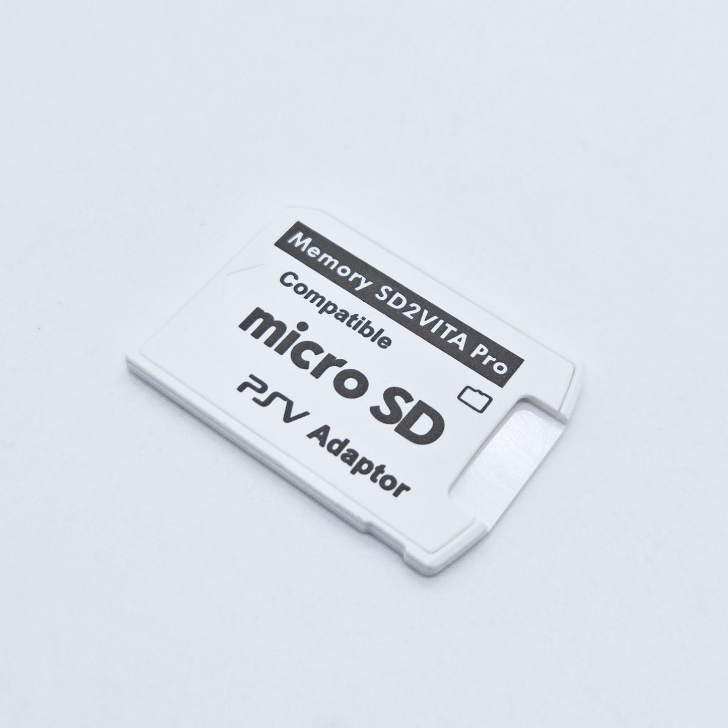 The SD2Vita 5.0 MicroSD Adapter for PS Vita, shown in white, is ideal for expanding storage on a modded PS Vita.